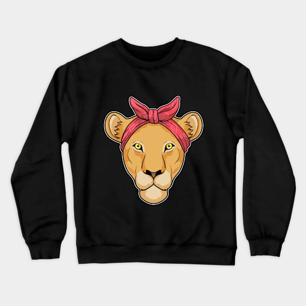 Lioness with Ribbon red Crewneck Sweatshirt by Markus Schnabel